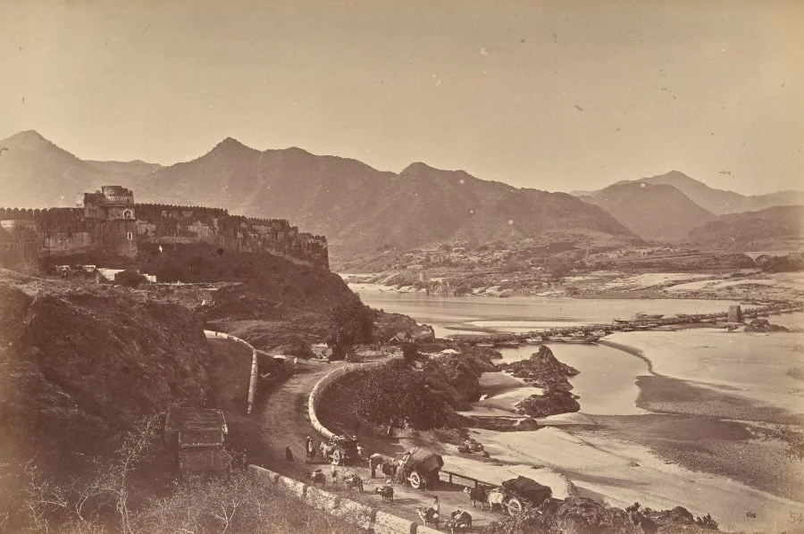 Fort Attock with Bridge of Boats and Khairabad, detail