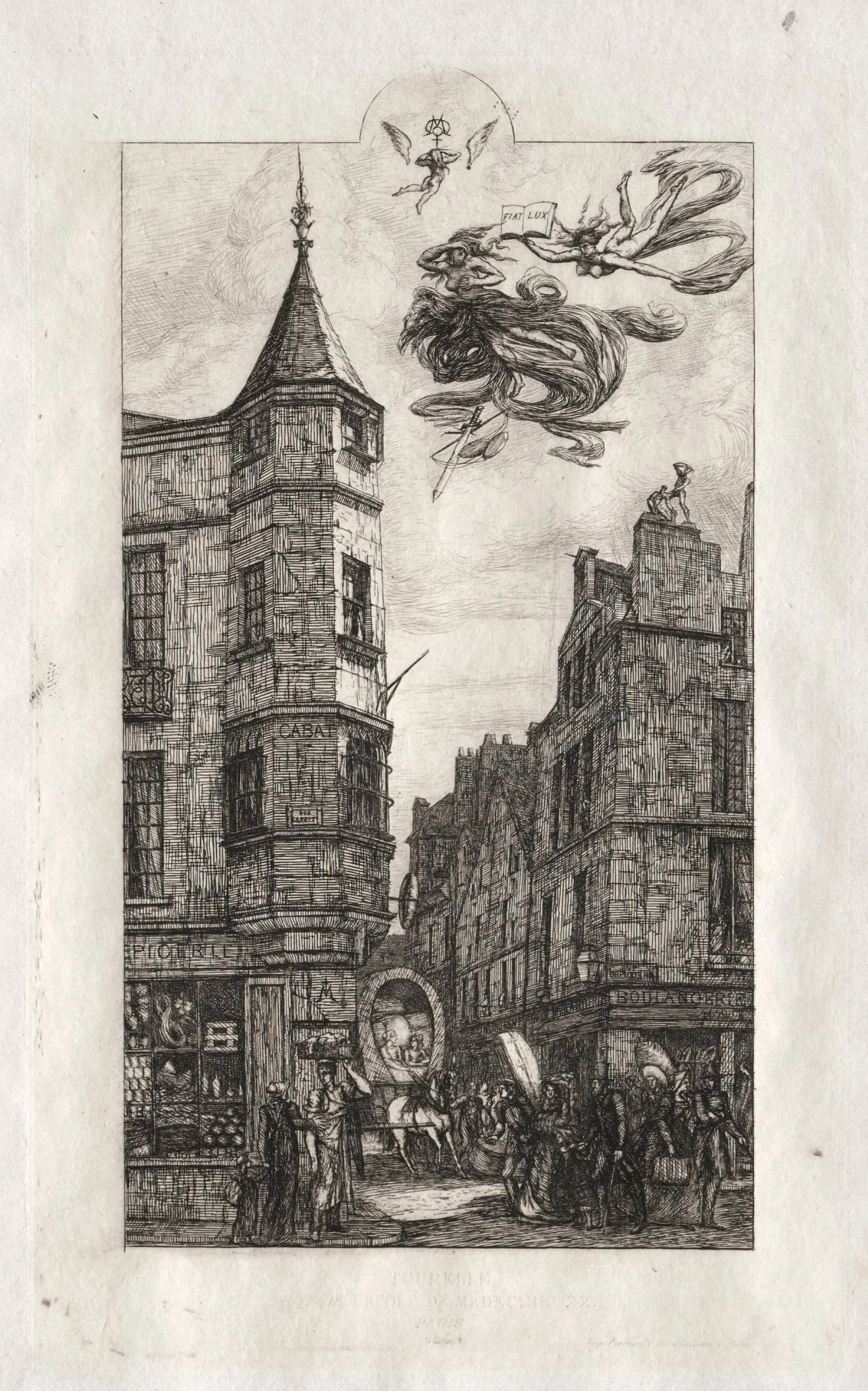 Etchings of Paris: Tourelle, rue de l'Ecole de Médicine, detail