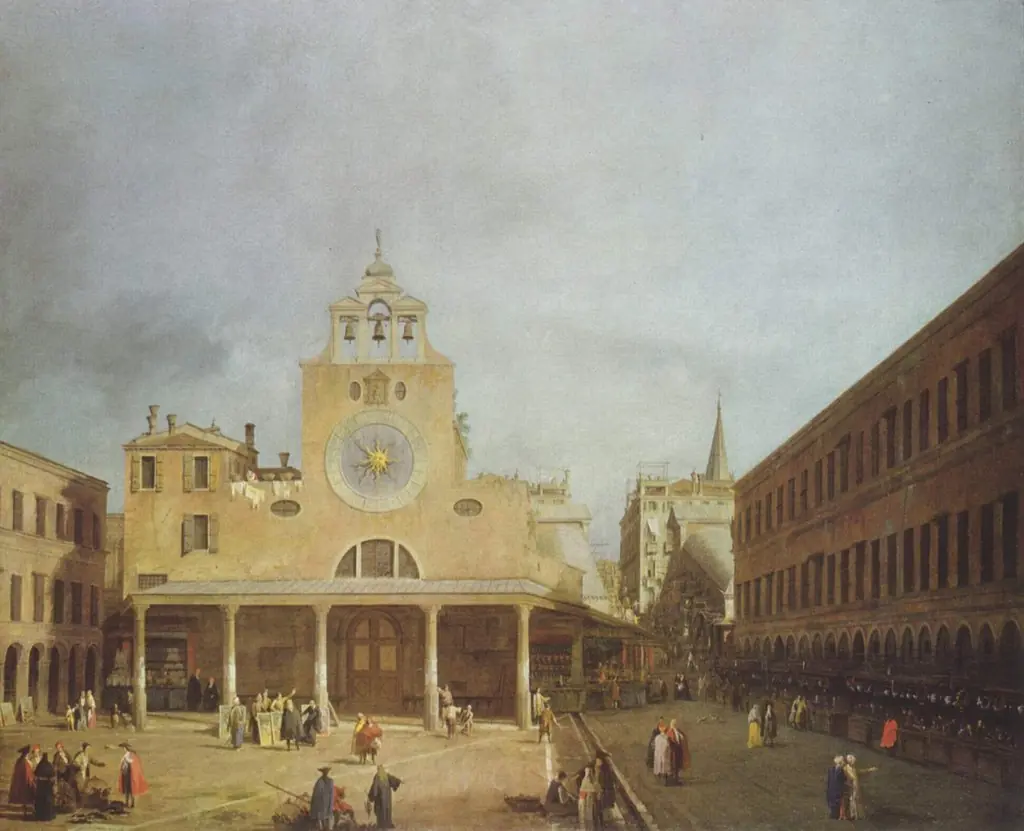San Giacomo di Rialto, by Canaletto, oil, 1726