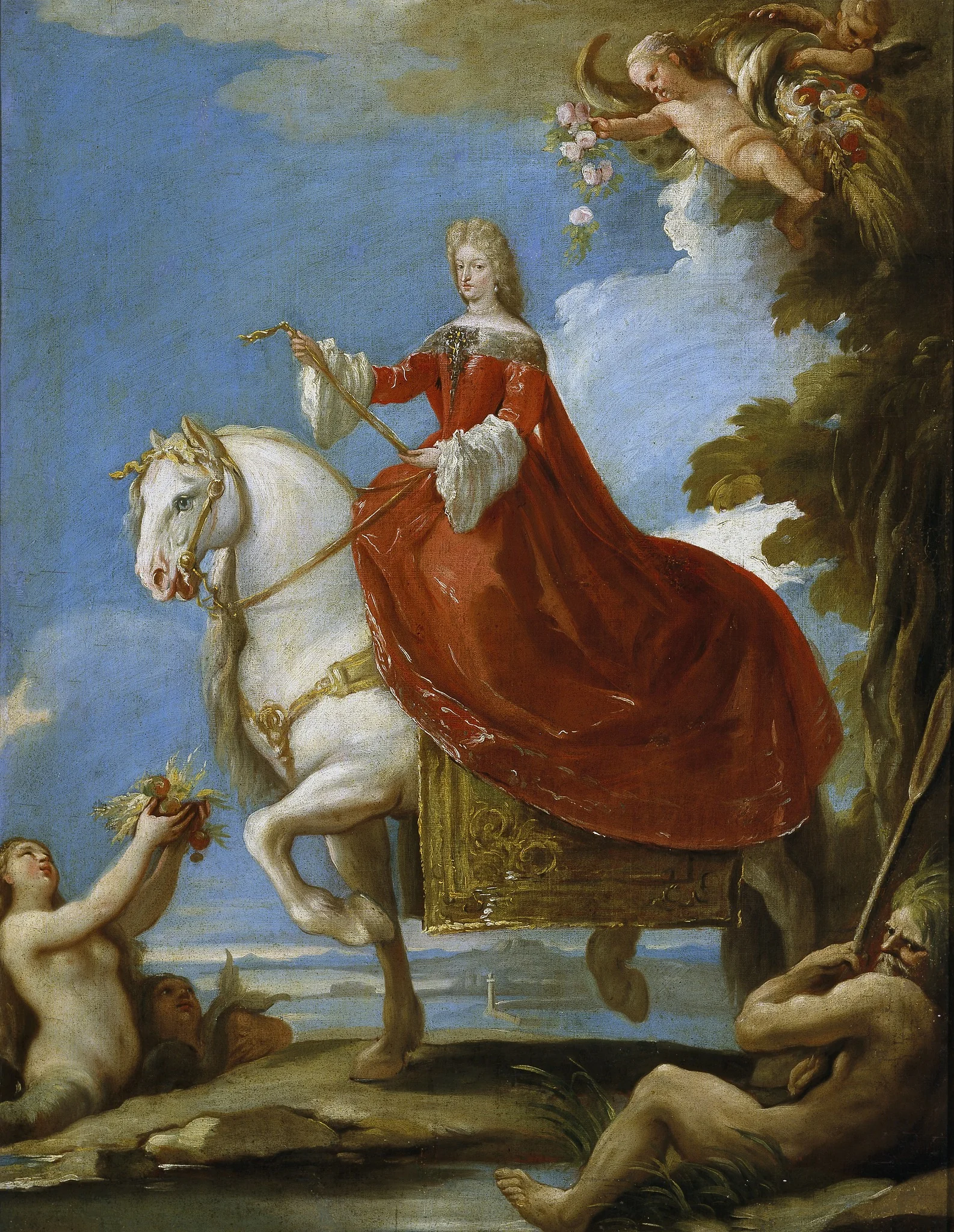 Maria Anna of Neuburg, Queen of Spain, on Horseback, detail