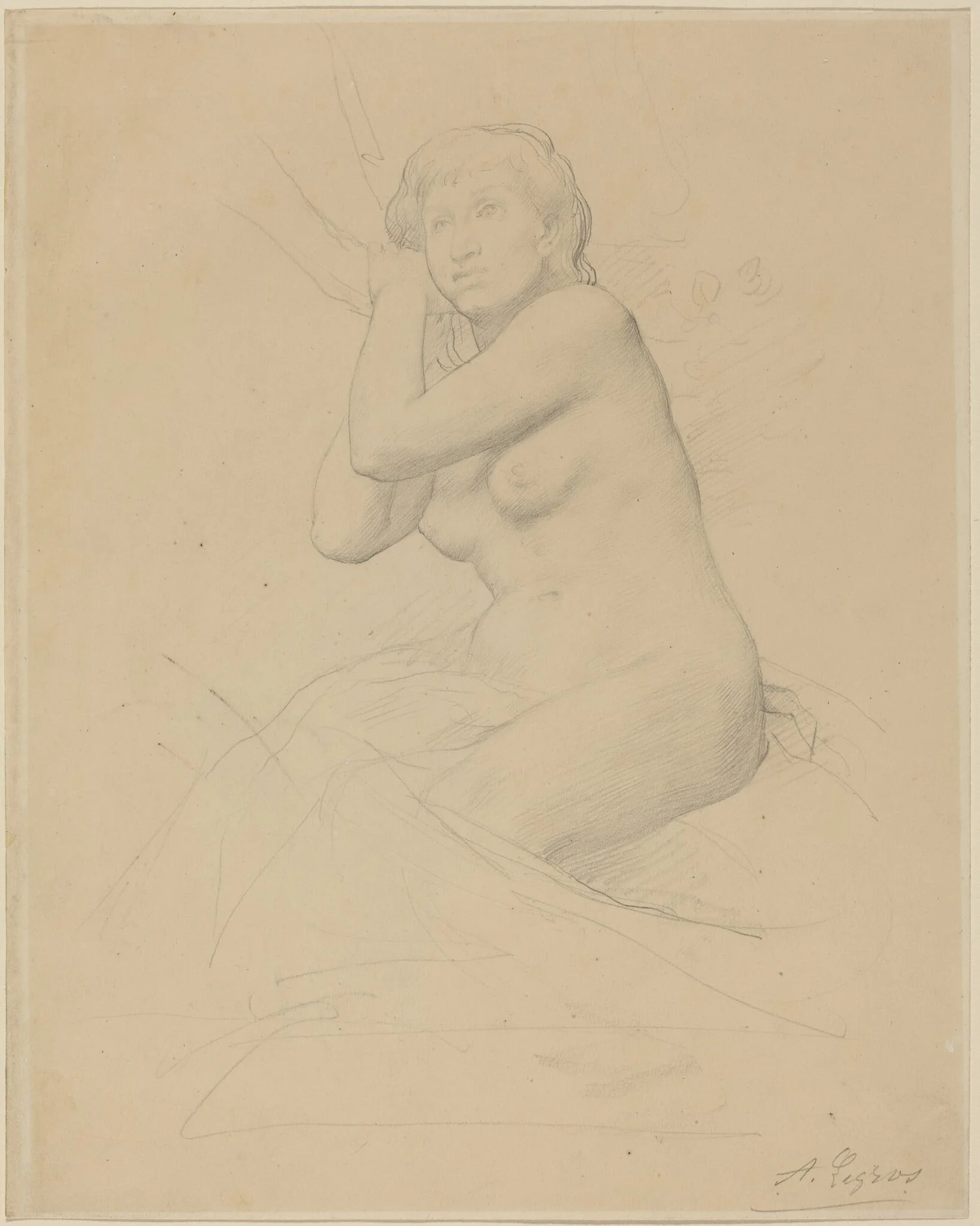Female Nude Seated, detail