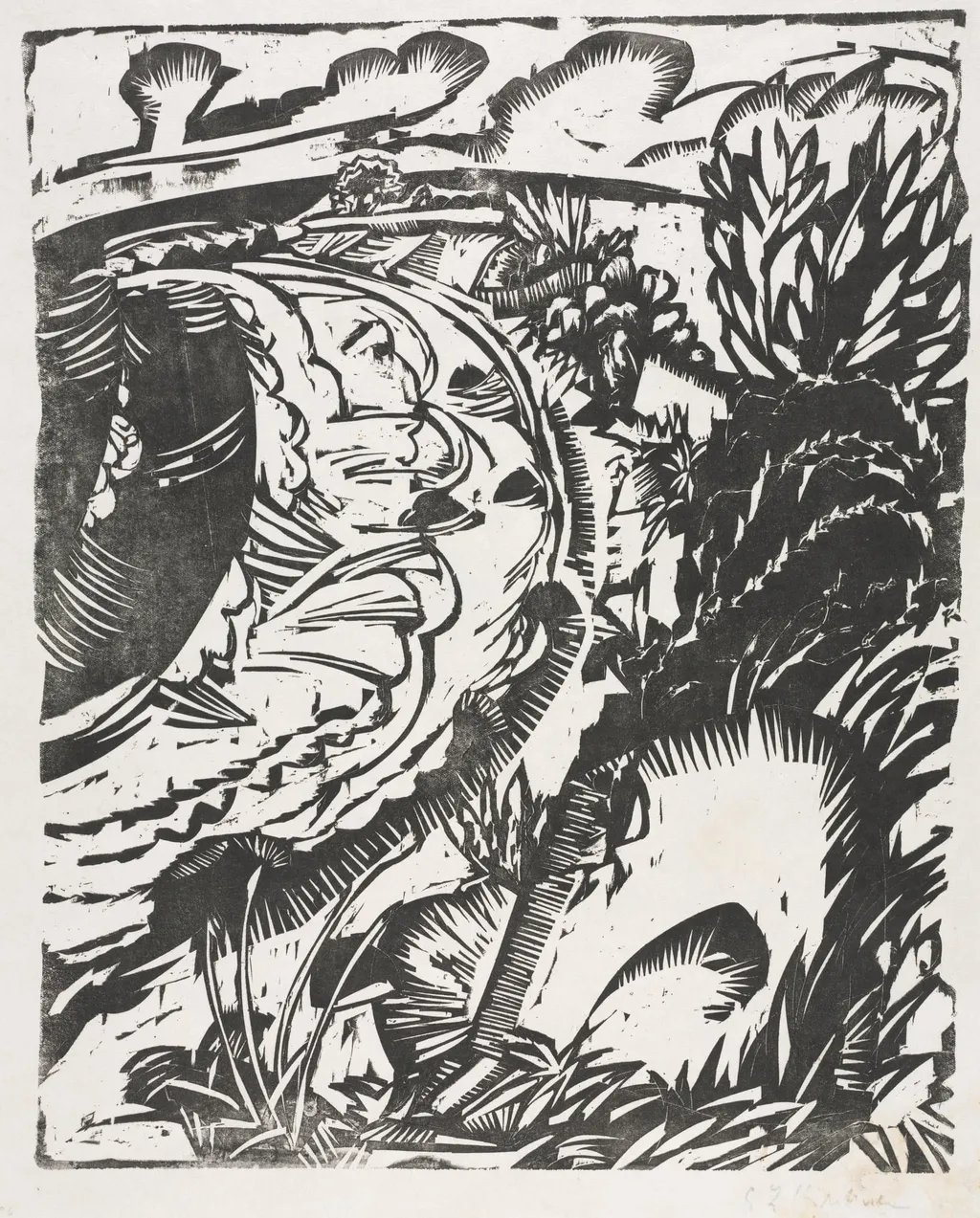 Dune Landscape with a Curving Bay, by Ernst Ludwig Kirchner, 1913