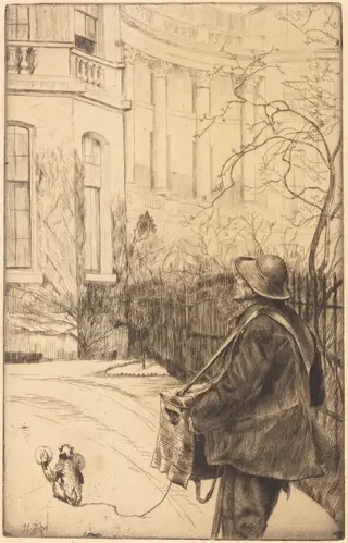 Le joueur d'orgue (The Organ Grinder), by James Jacques Joseph Tissot, ink, 1878
