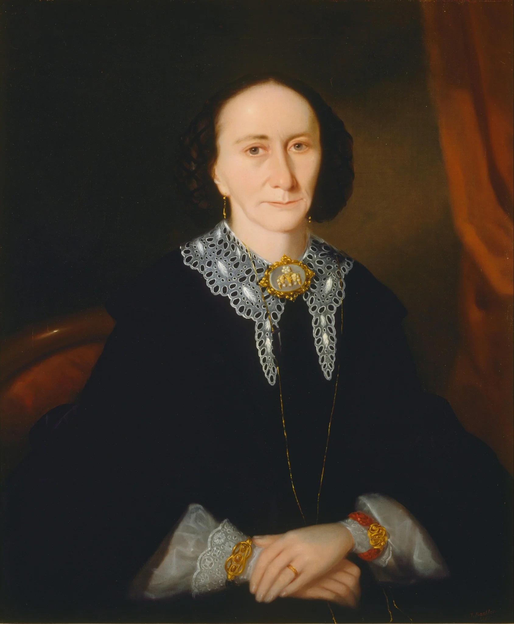 Portrait of a woman (Elizabeth Collins), detail