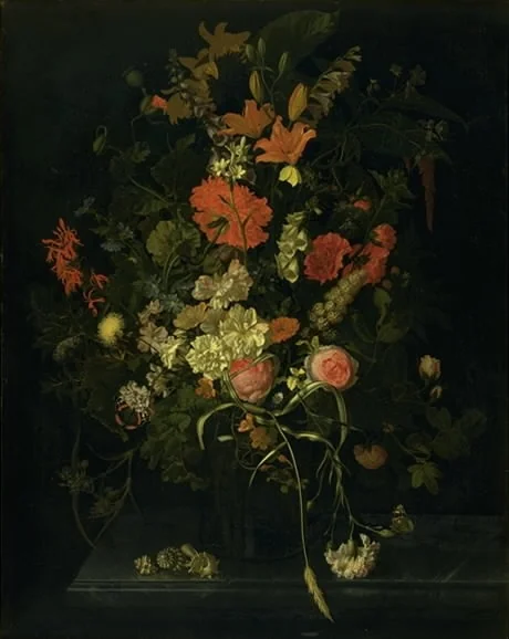Bouquet of Flowers in a Glass Vase, detail