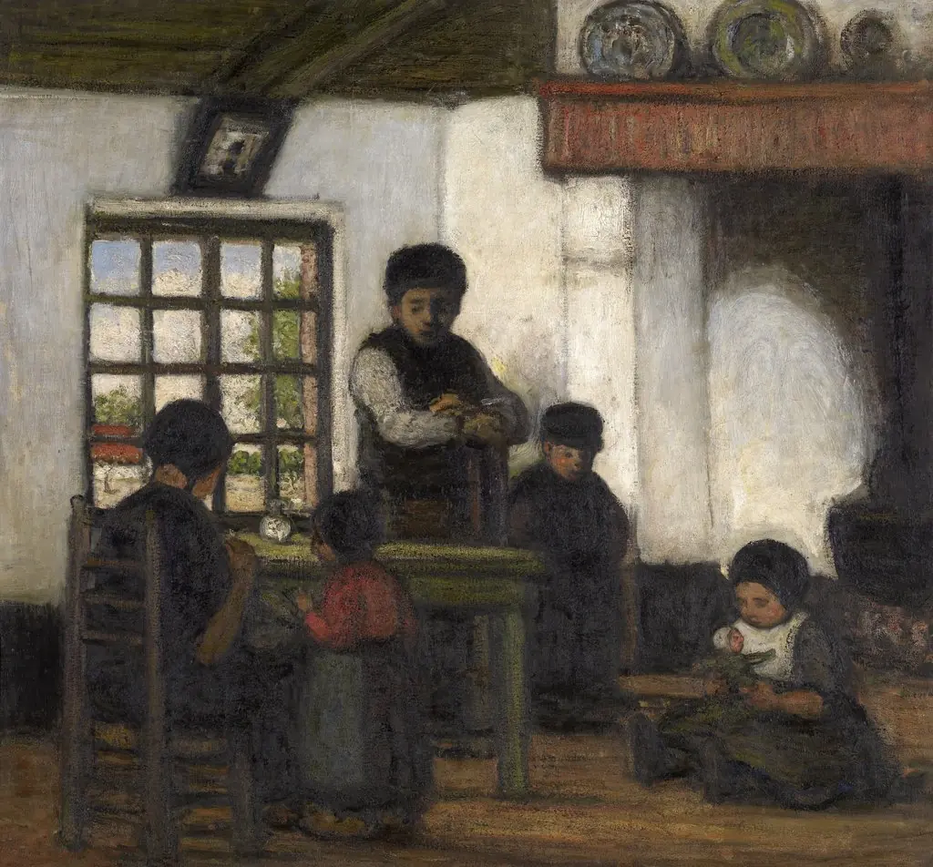 Interior in the Kempen, by Jakob Smits, oil, 1922