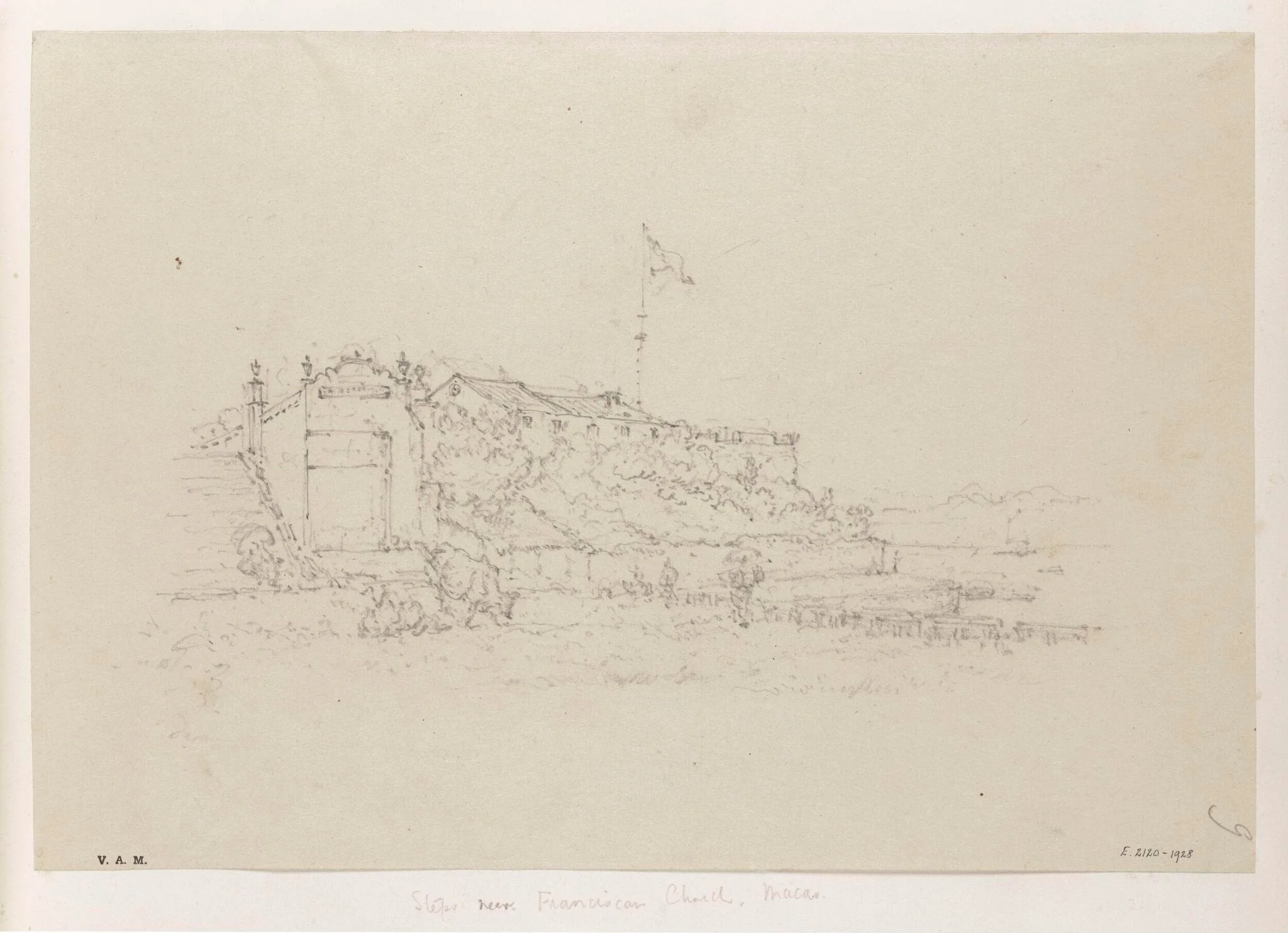 The steps and fort of S. Francisco, Macau, detail
