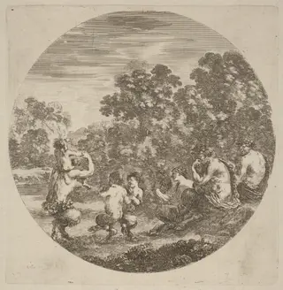 Satyrs and Faun, by Stefano Della Bella, ink, 1637