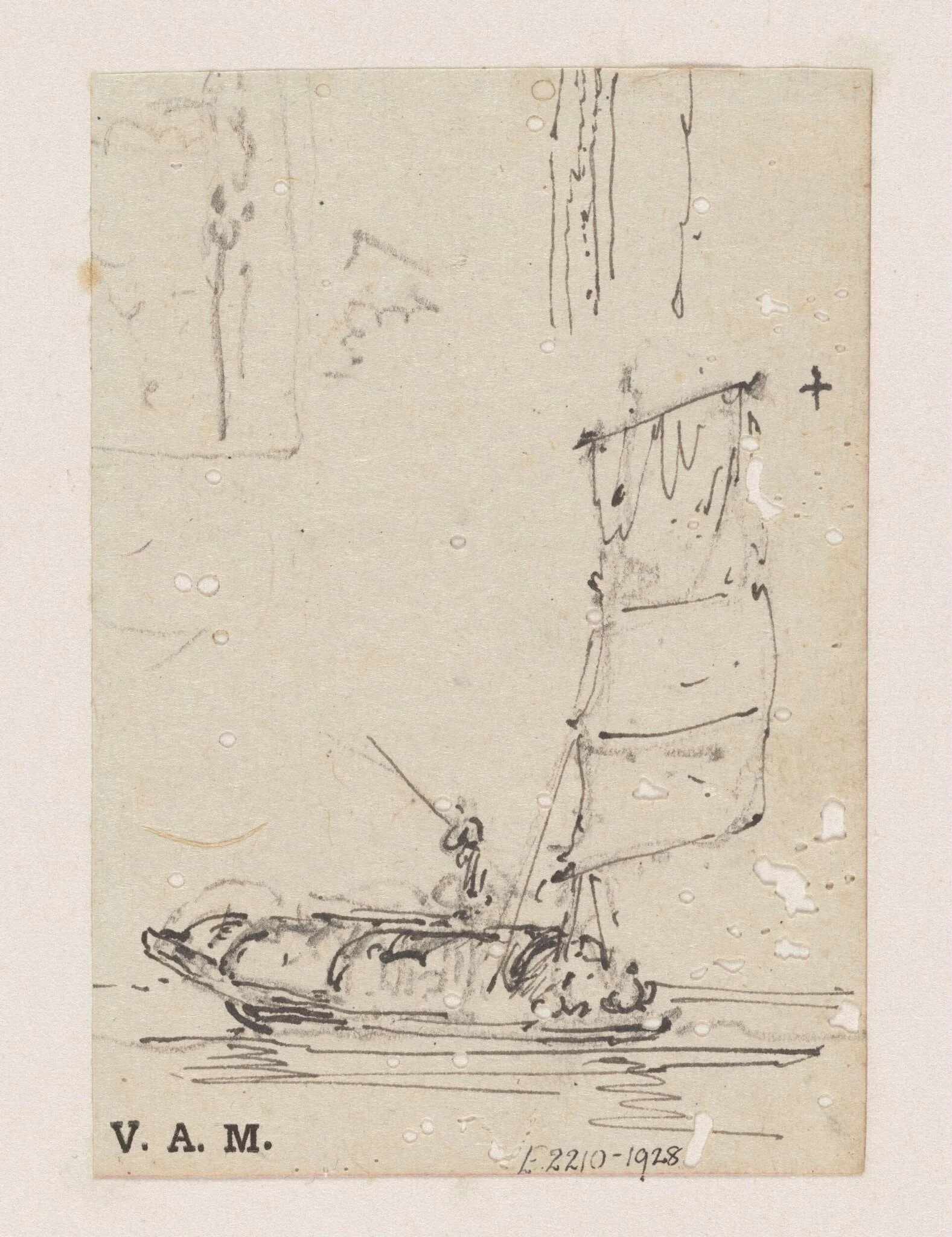 A small boat under sail, detail