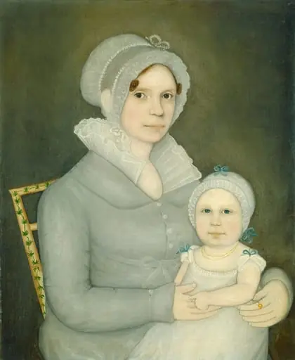 Mrs. John Harrisson and Daughter, by Frederick W. Mayhew, oil, 1823