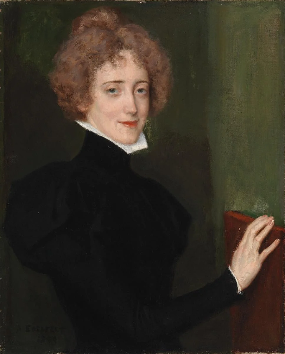Kirjailijatar Elsa Lindbergin muotokuva, detail