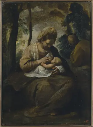 Holy Family, by Simone Cantarini, oil