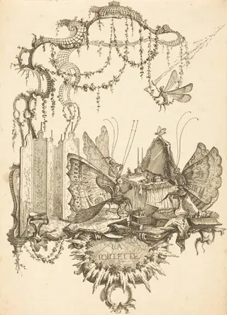 La Toilette, by Charles Germain de Saint-Aubin, ink, 1756