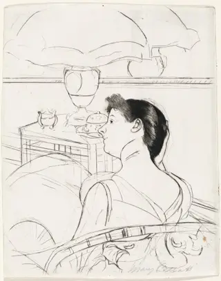 The Lamp, by Mary Cassatt, ink, 1890