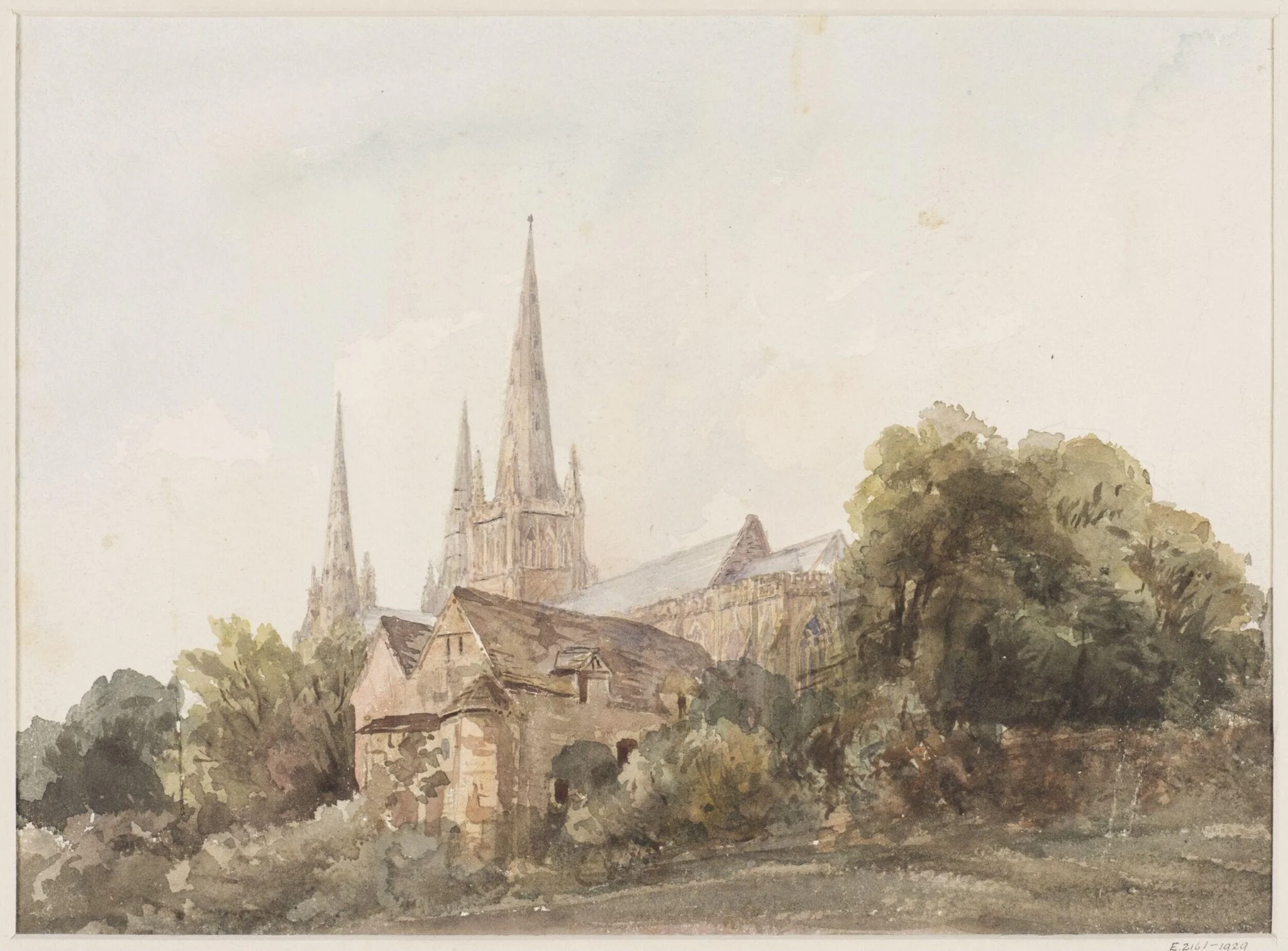 Dr Gooden's House and south view of Lichfield Cathedral, detail