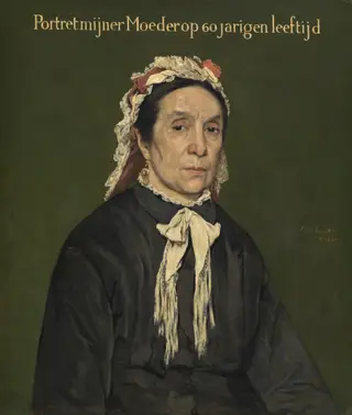 Portrait of the artist's mother at the age of 60, by Piet Verhaert, oil, 1890