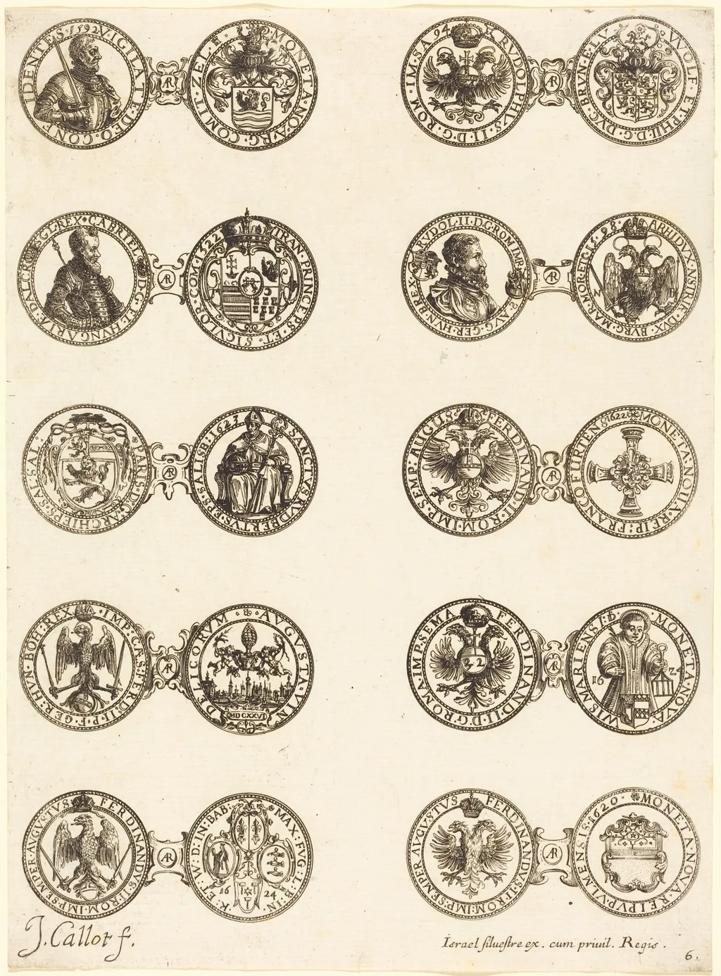 Coins [plate 6], by Jacques Callot, ink, 1630
