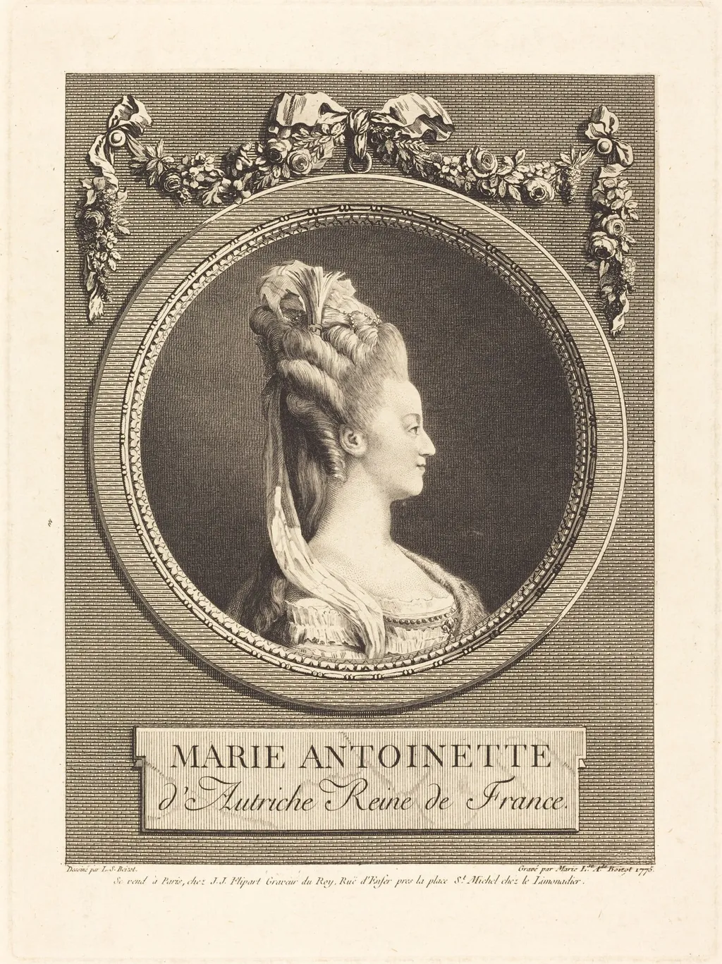 Marie-Antoinette, by Marie Louise Adelaide Boizot, ink, 1775