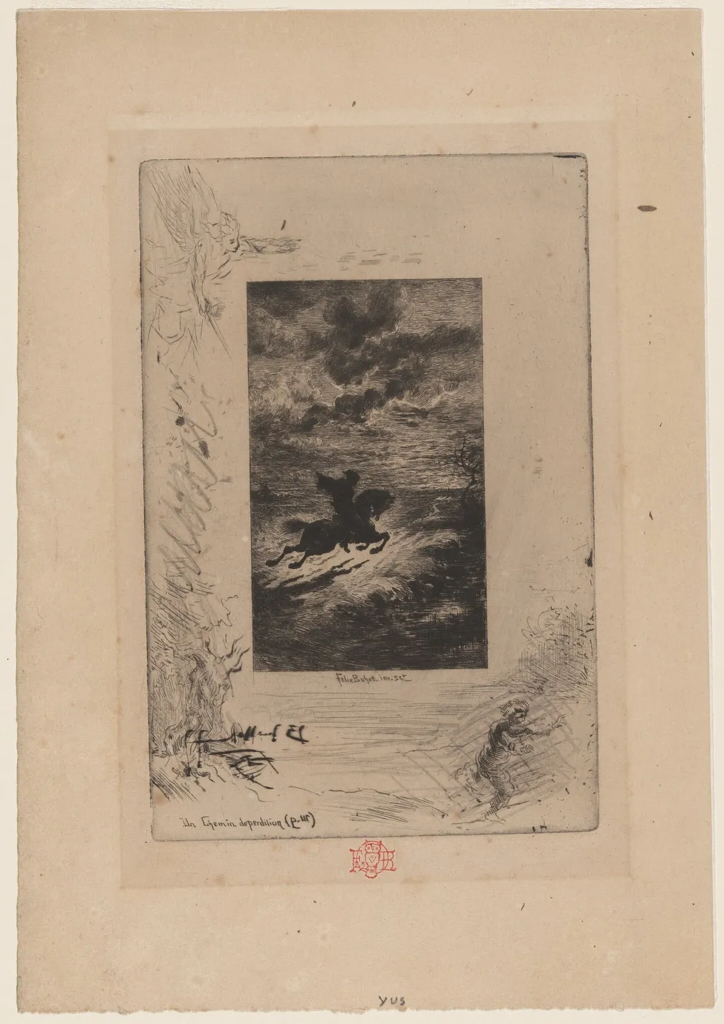 Un Chemin de perdition, by Félix-Hilaire Buhot, ink, 1873
