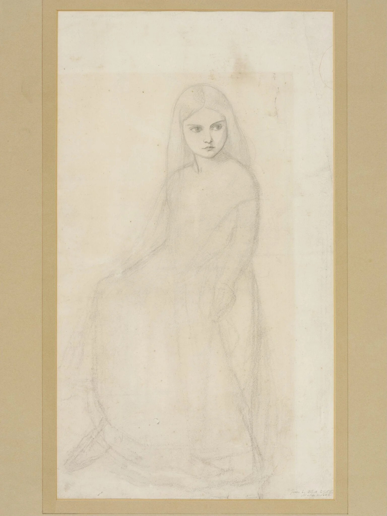 Drawing of a dancing girl: study for 'The Borgia Family', a watercolour at Tullie House Museum, Carlisle, detail
