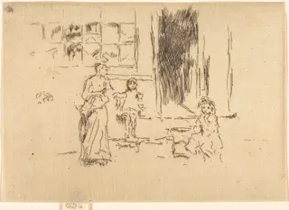 Petticoat Lane, by James McNeill Whistler, ink, 1887