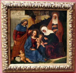 Die Heilige Familie mit Elisabeth, Anna und dem Johannesknaben, by Ludovico Mazzolino, unspecified, 1511