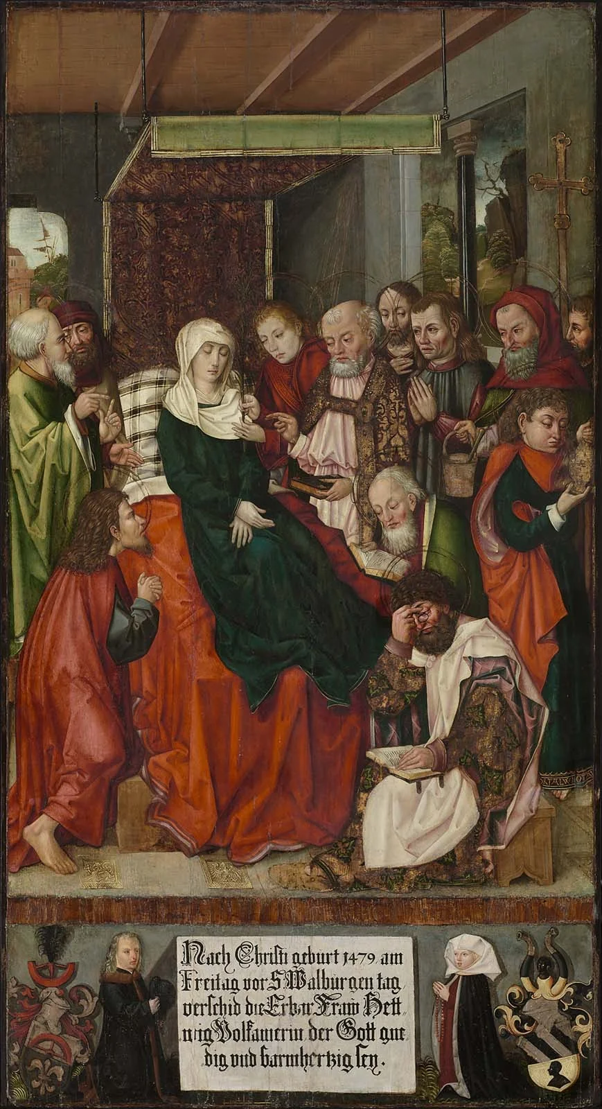 Dormition of the Virgin, with an Epitaph, detail