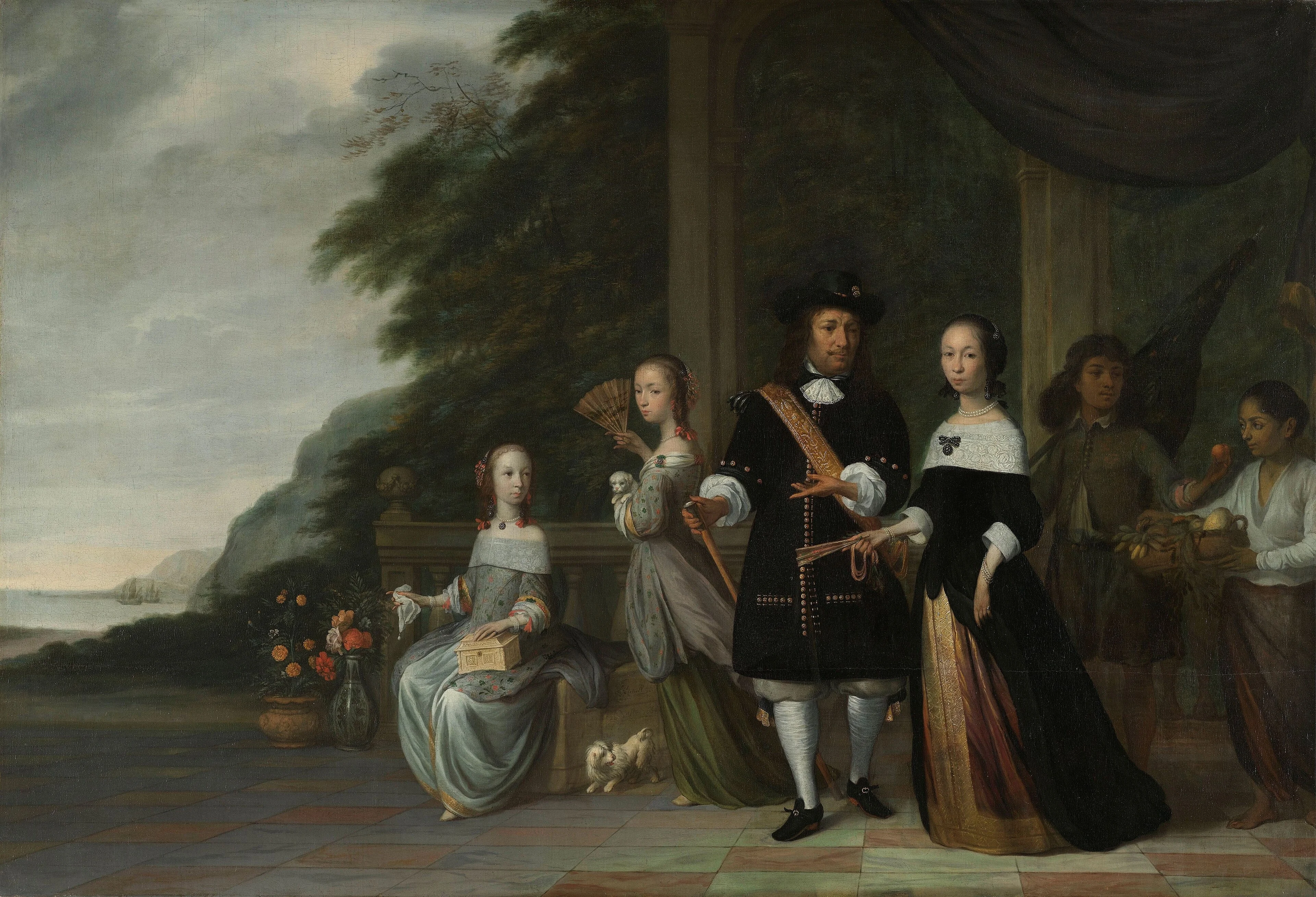 Pieter Cnoll, Cornelia van Nijenrode, their Daughters and Two Enslaved Servants, detail