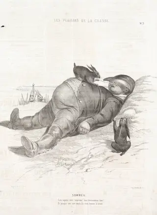 Les Plaisirs de la chasse:  Sommeil, by Alade Joseph Lorentz, 1842