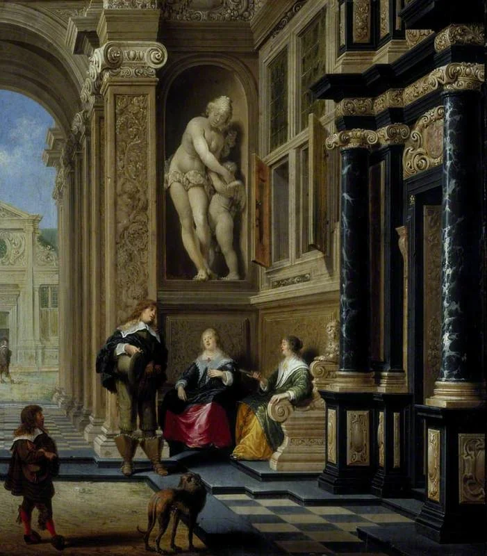 A Conversation in a Palace Courtyard, detail
