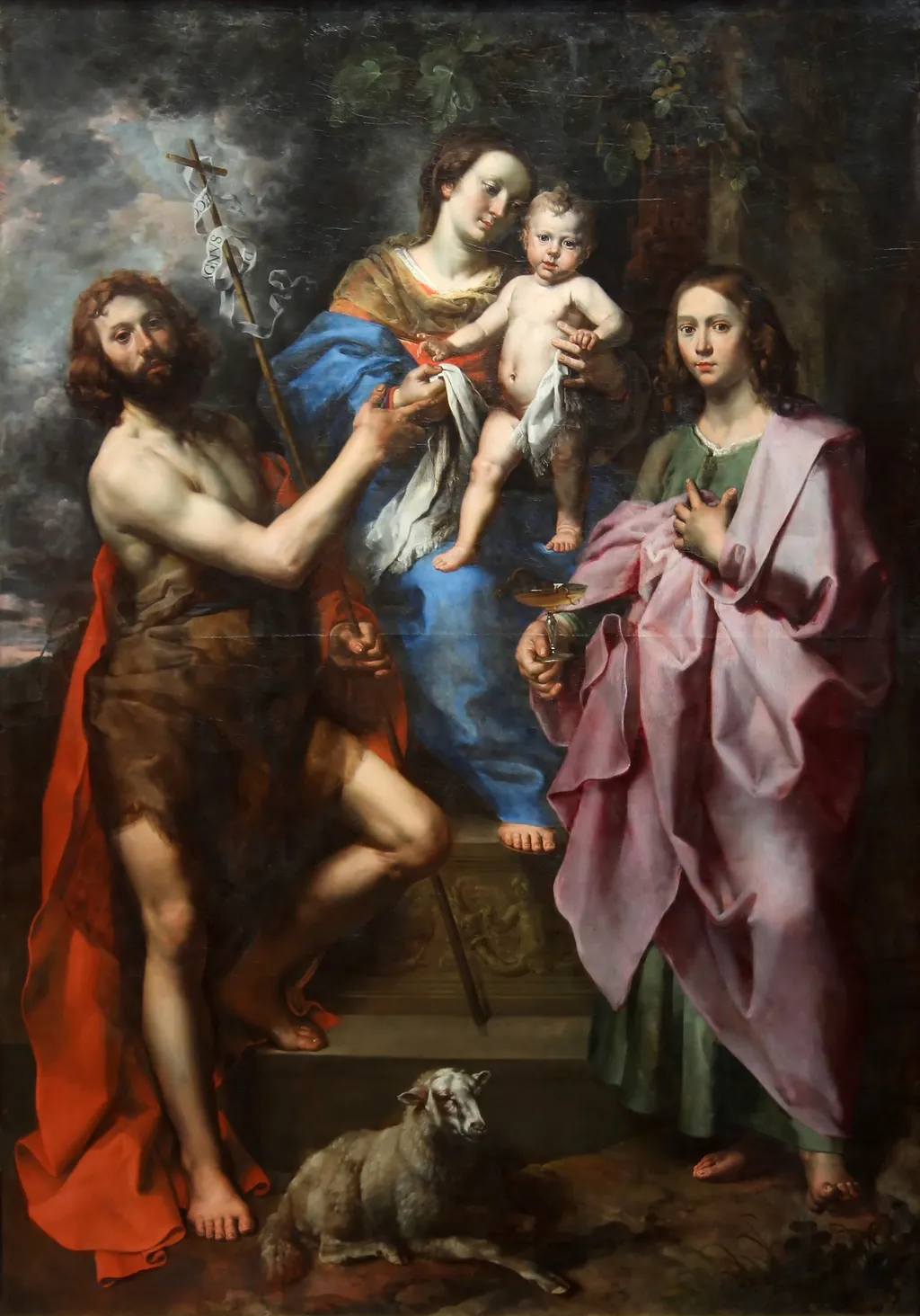 Virgin and Child between saints John the Baptist and John the Evangelist, by Theodoor van Loon, oil, 1625