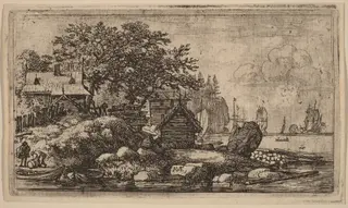 Two Empty Skiffs, by Allart van Everdingen, ink, 1650
