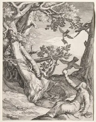 Elijah in the Wilderness Fed by Ravens, by Jan Pietersz Saenredam, 1604