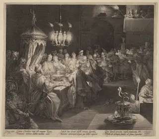 Belshazzar's Feast, by Jan Muller, ink, 1598