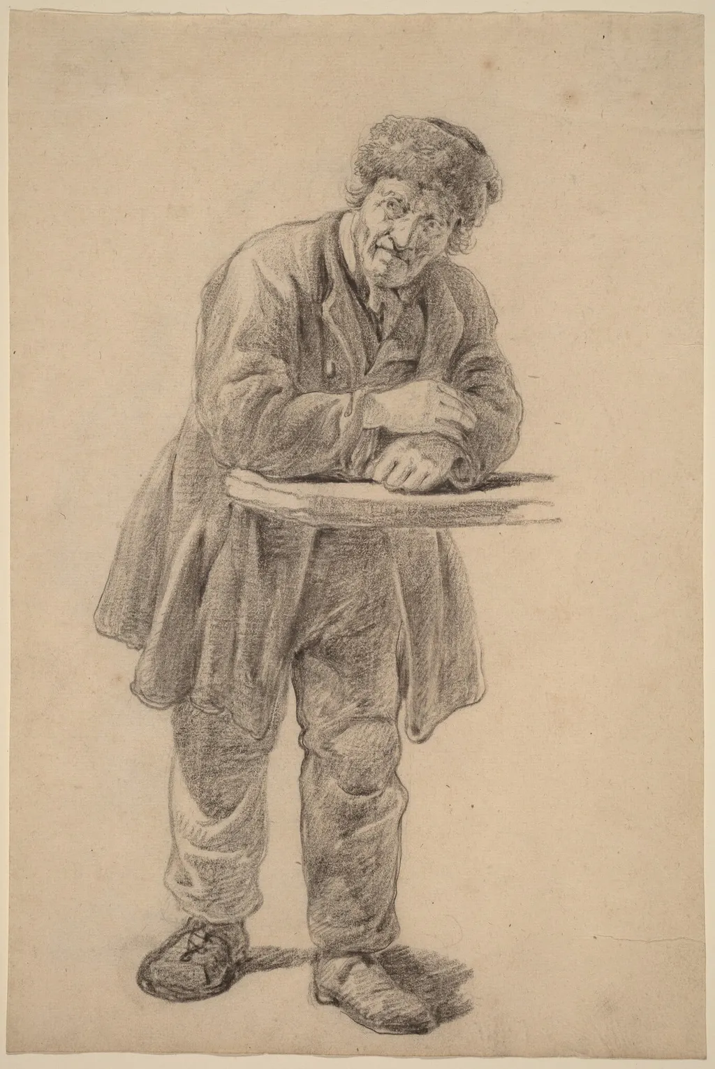 Man Leaning on a Counter, by Charles Wesley Jarvis, chalk, 1824