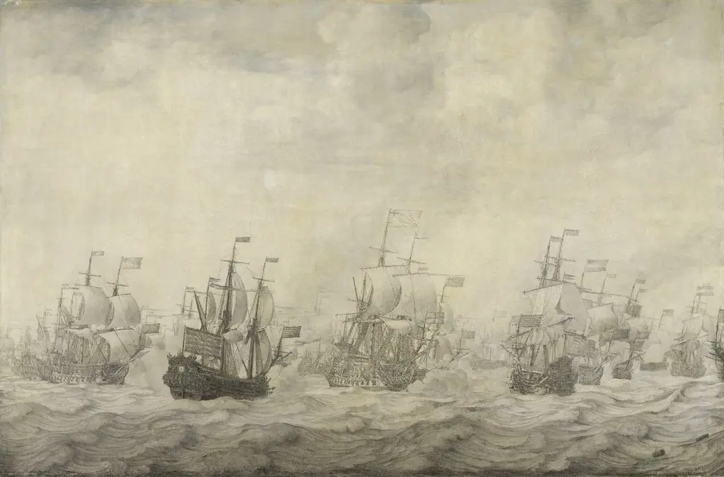 Episode from the Four Days Battle at Sea, 11-14 June 1666, in the Second Anglo-Dutch War (1665-67), by Willem van de Velde the elder, oil, 1668