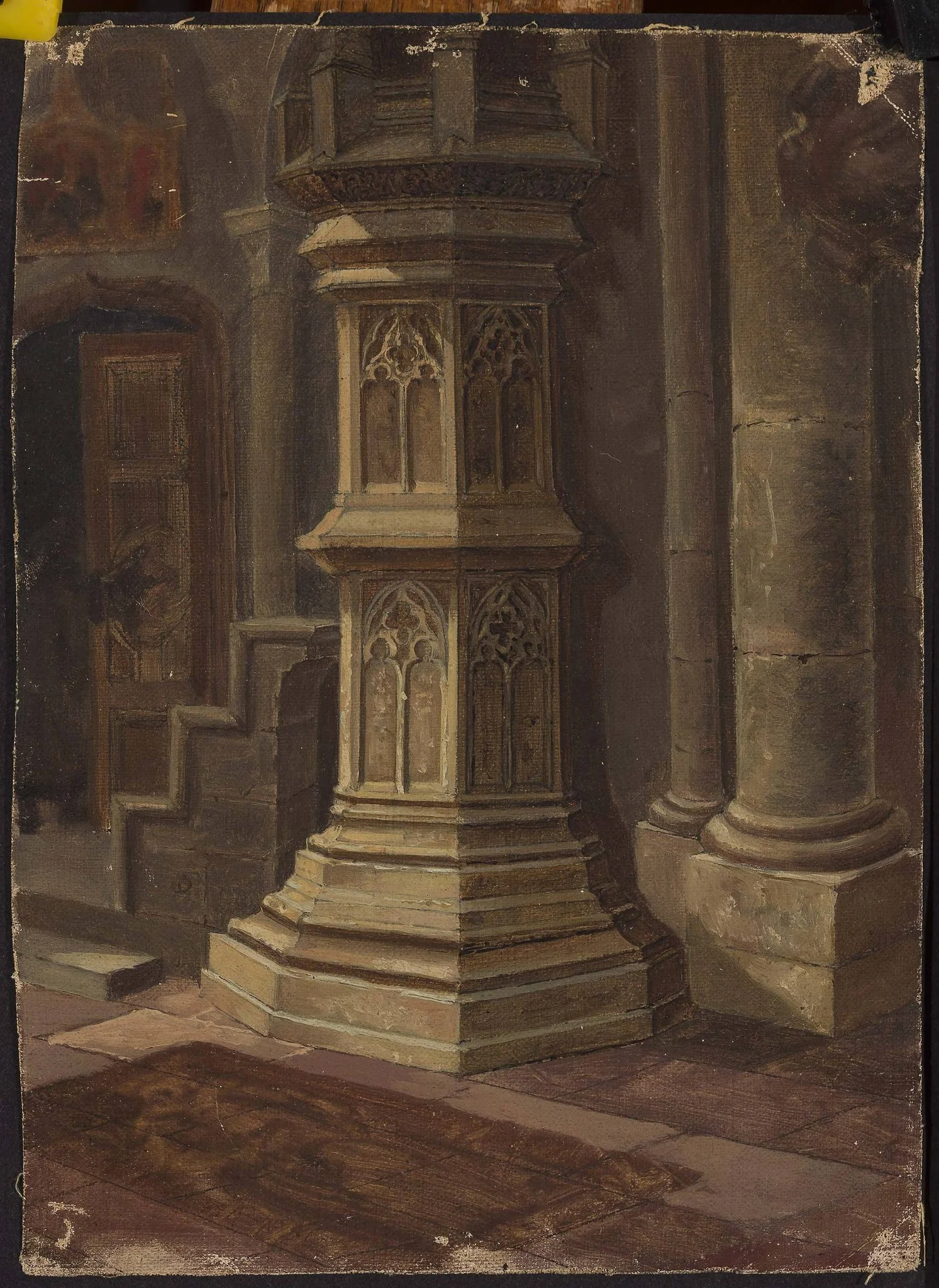 Gothic pillar indoors, detail