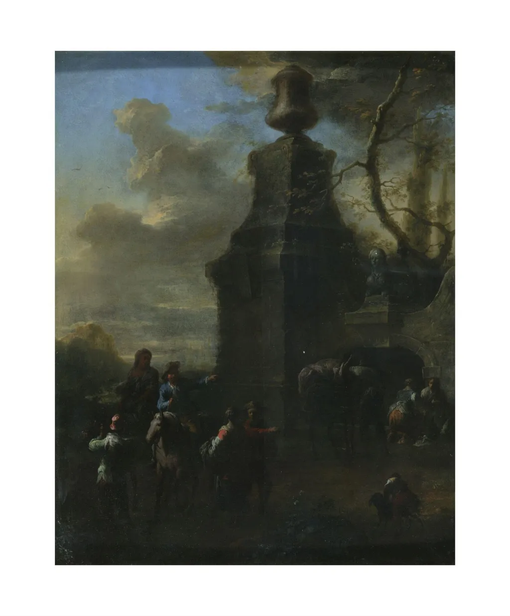 Figures near a mausoleum, by Franz de Paula Ferg, oil, 1733