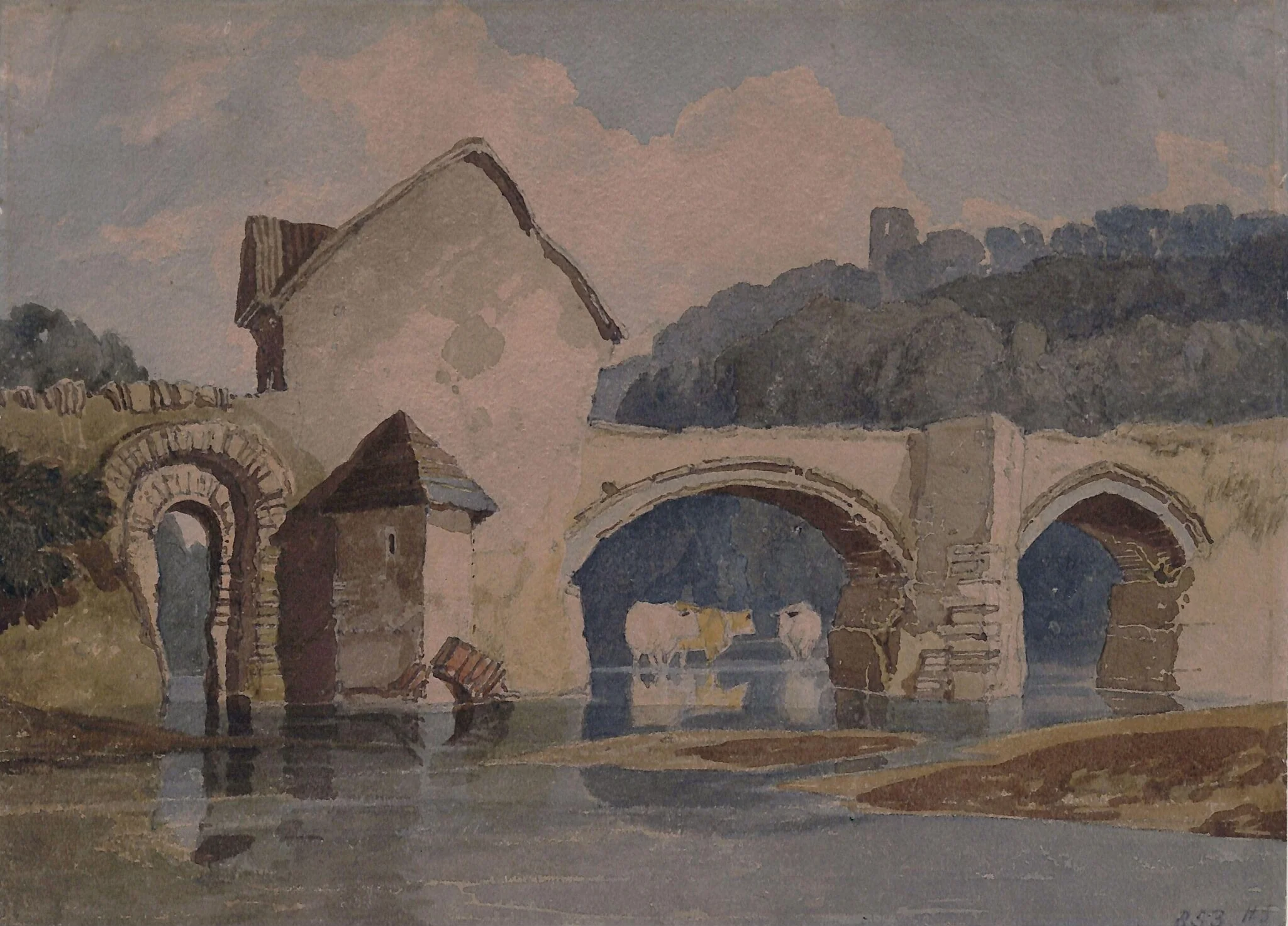 A Bridge and Cows, detail