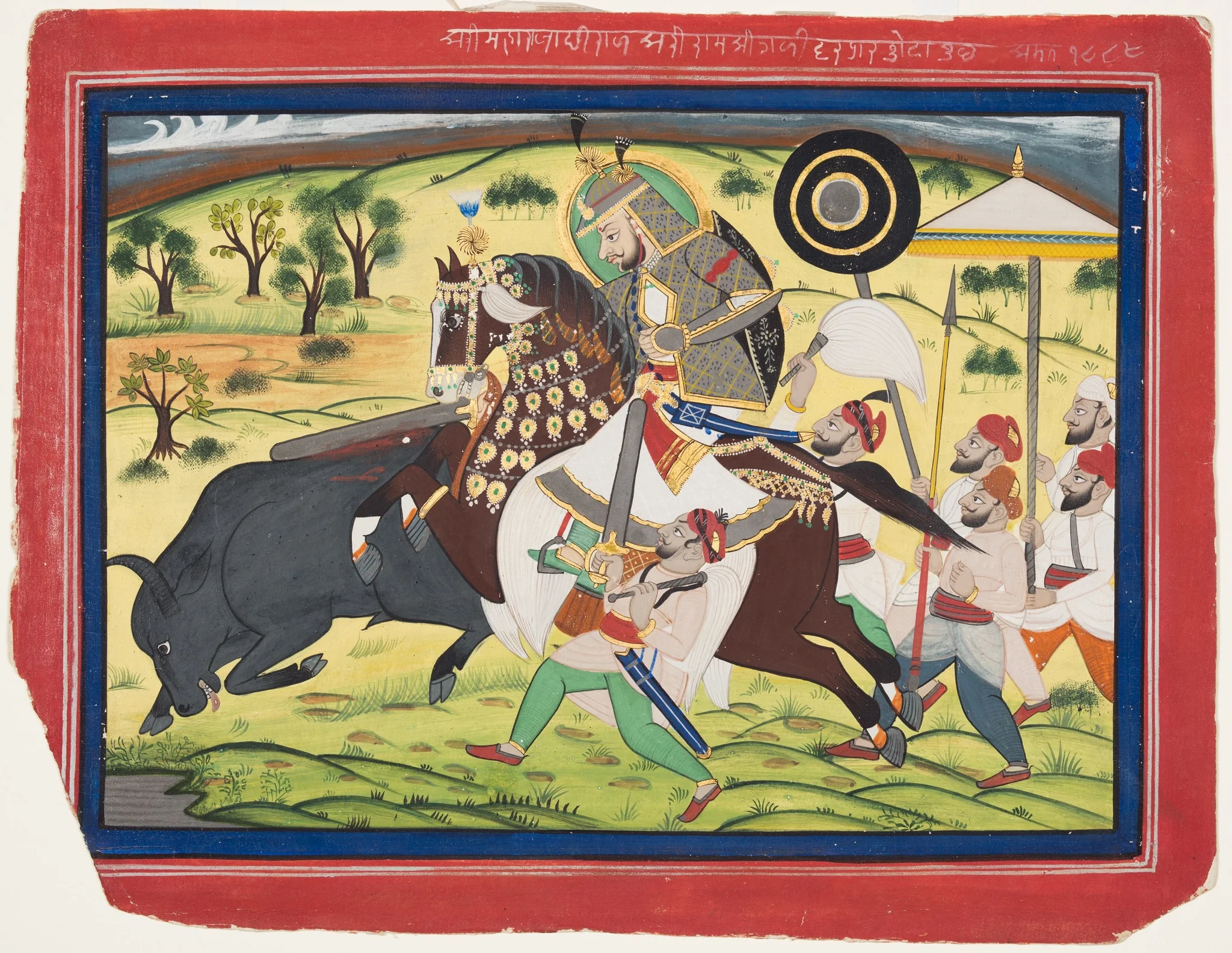 Maharao Ram Singh II of Kota (r. 1828–66) Hunting Buffalo, detail