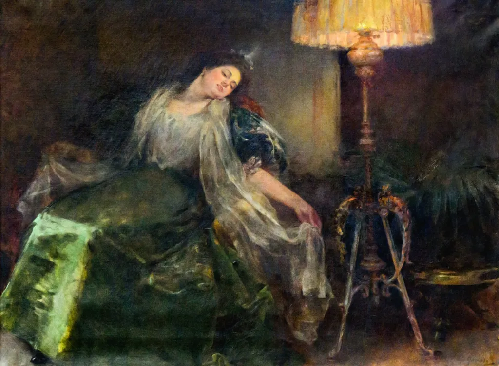 Dona adormida, by José Garnelo y Alda, oil, 1898