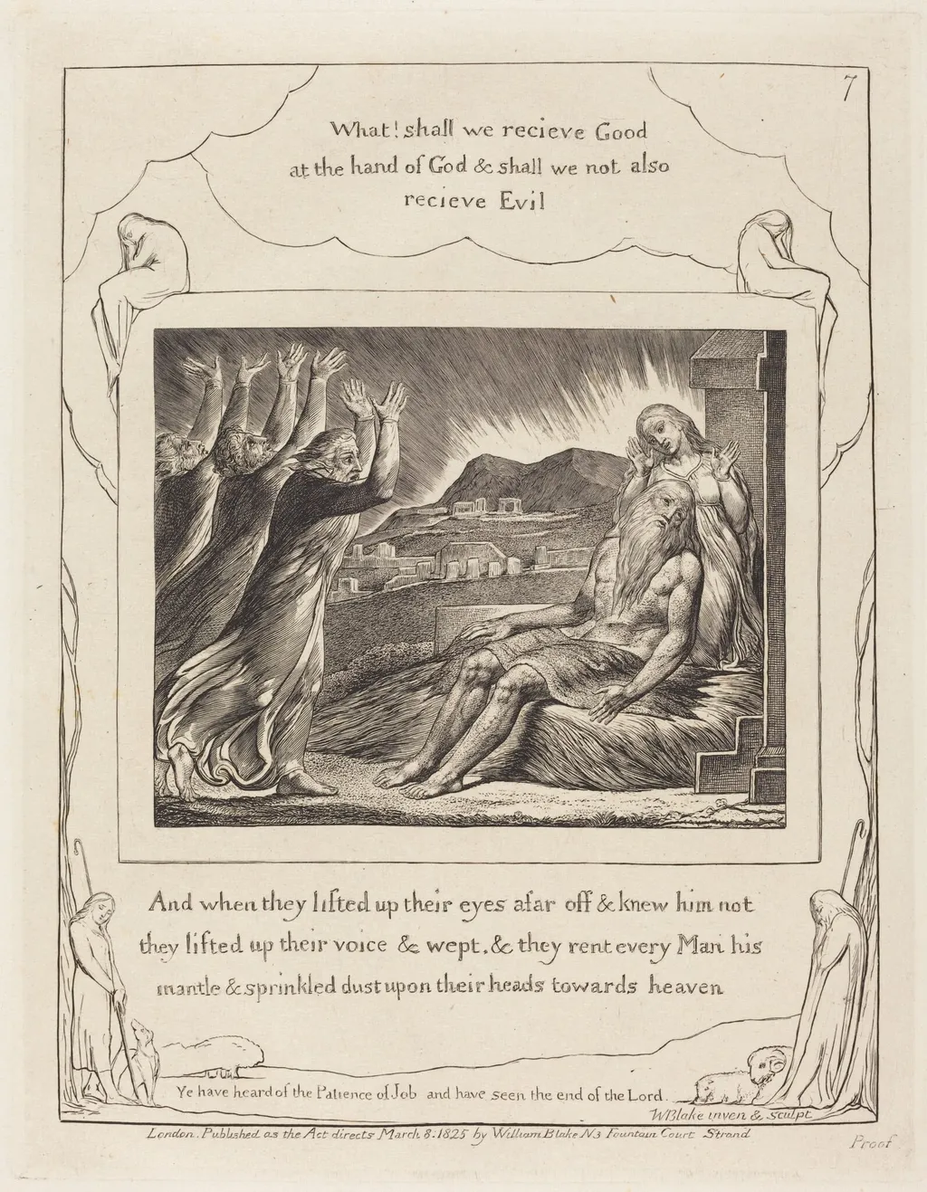 Job's Comforters, by William Blake, ink, 1825