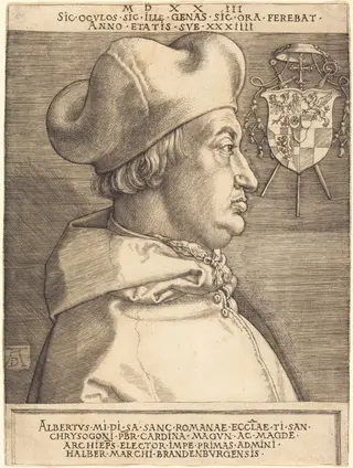 Cardinal Albrecht of Brandenburg ("Large Cardinal"), by Albrecht Dürer, ink, 1523