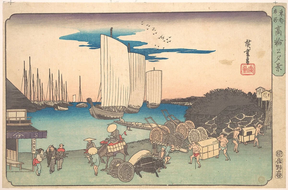東都名所 高輪の夕景|Takanawa no Yukei, detail