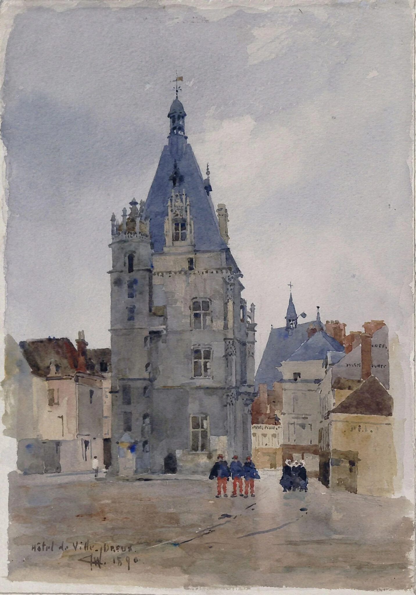 Hotel de Ville, Dreux, After Rain, detail
