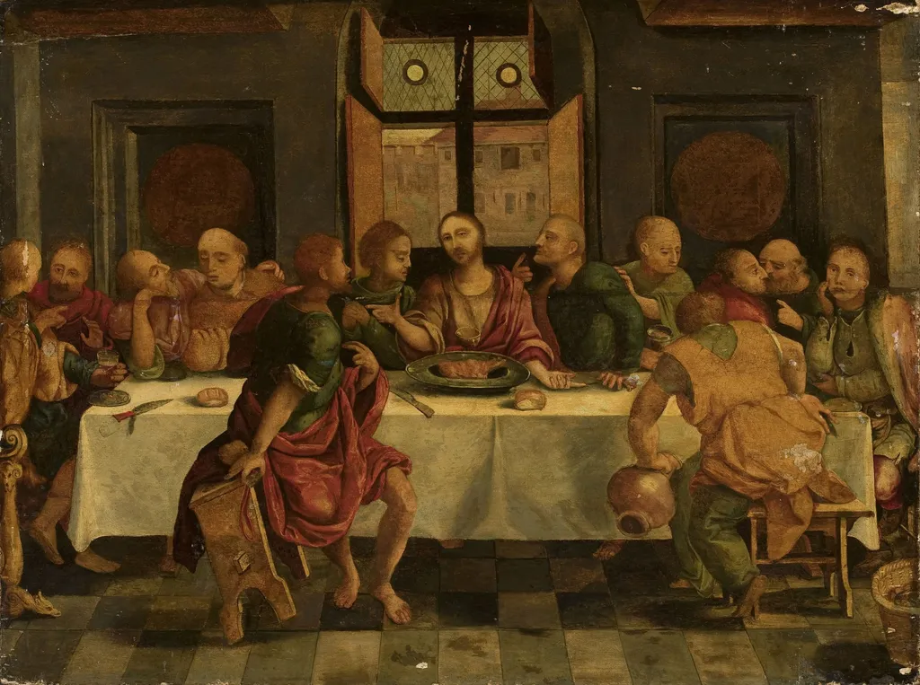 Last Supper, by Pieter Coecke van Aelst, oil, 1536