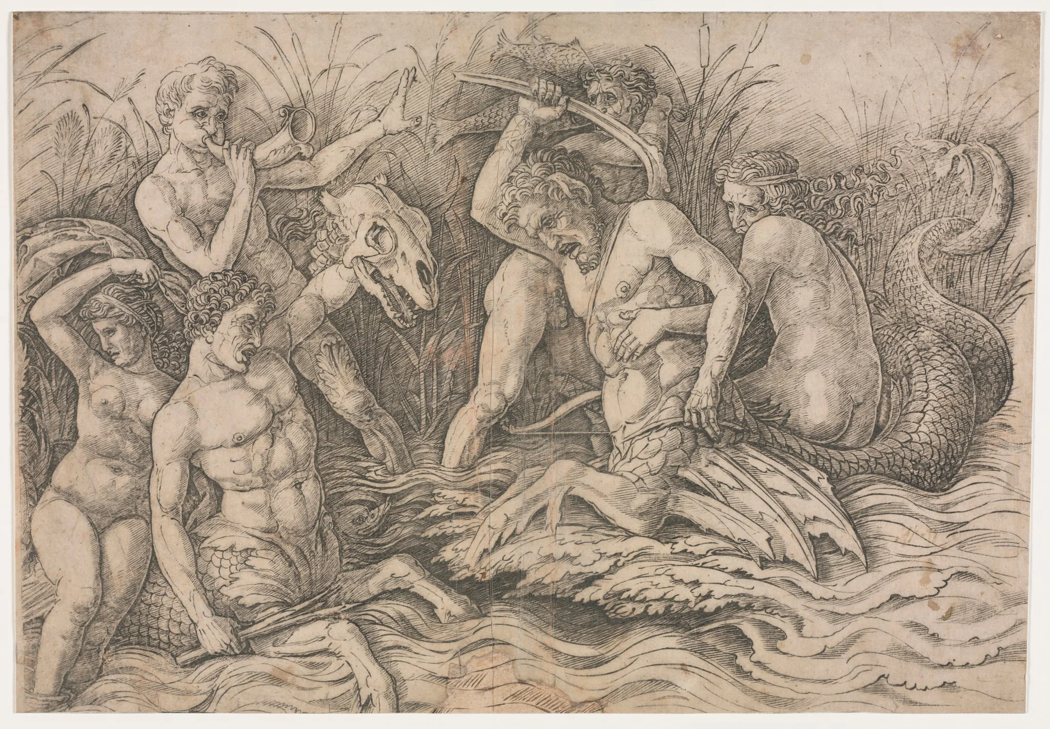 Battle of the Sea Gods - right portion, detail