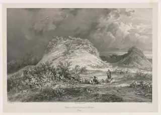 Ruines du Chateau d'Artns pres le huelgoet, Bretagne, by Julien Louis Jacottet, 1846
