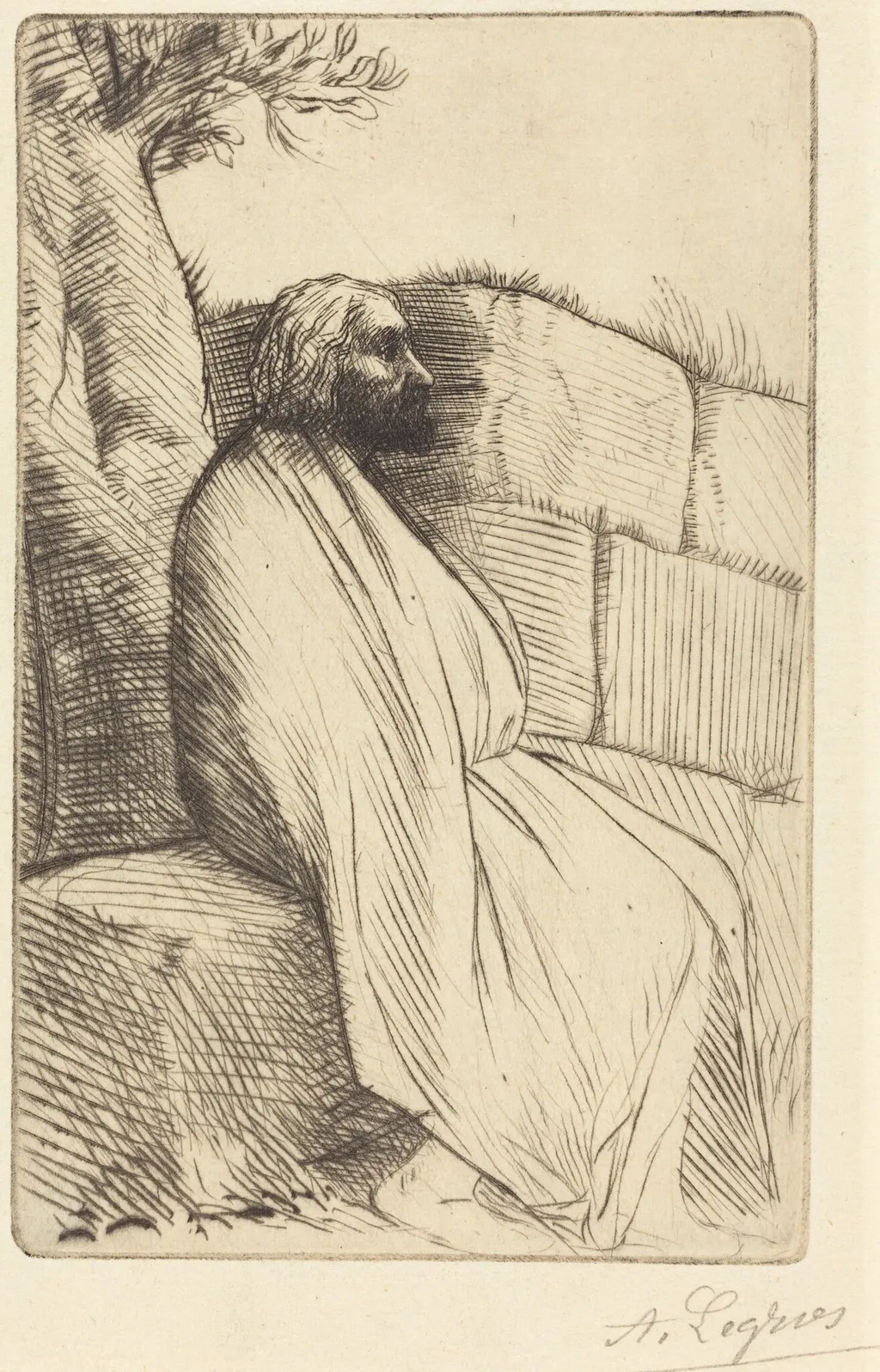 Philospher (Le philosophe), by Alphonse Legros, ink, 1874