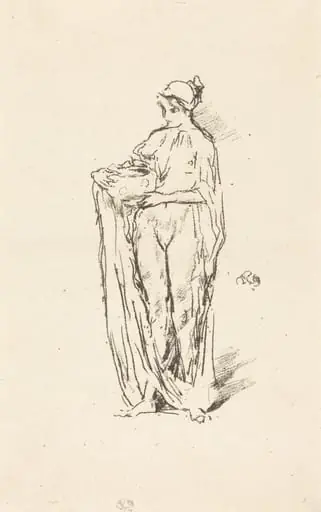 Girl with Bowl, by James McNeill Whistler, ink, 1895